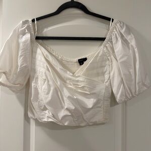 J. Crew White Puff Sleeve Blouse